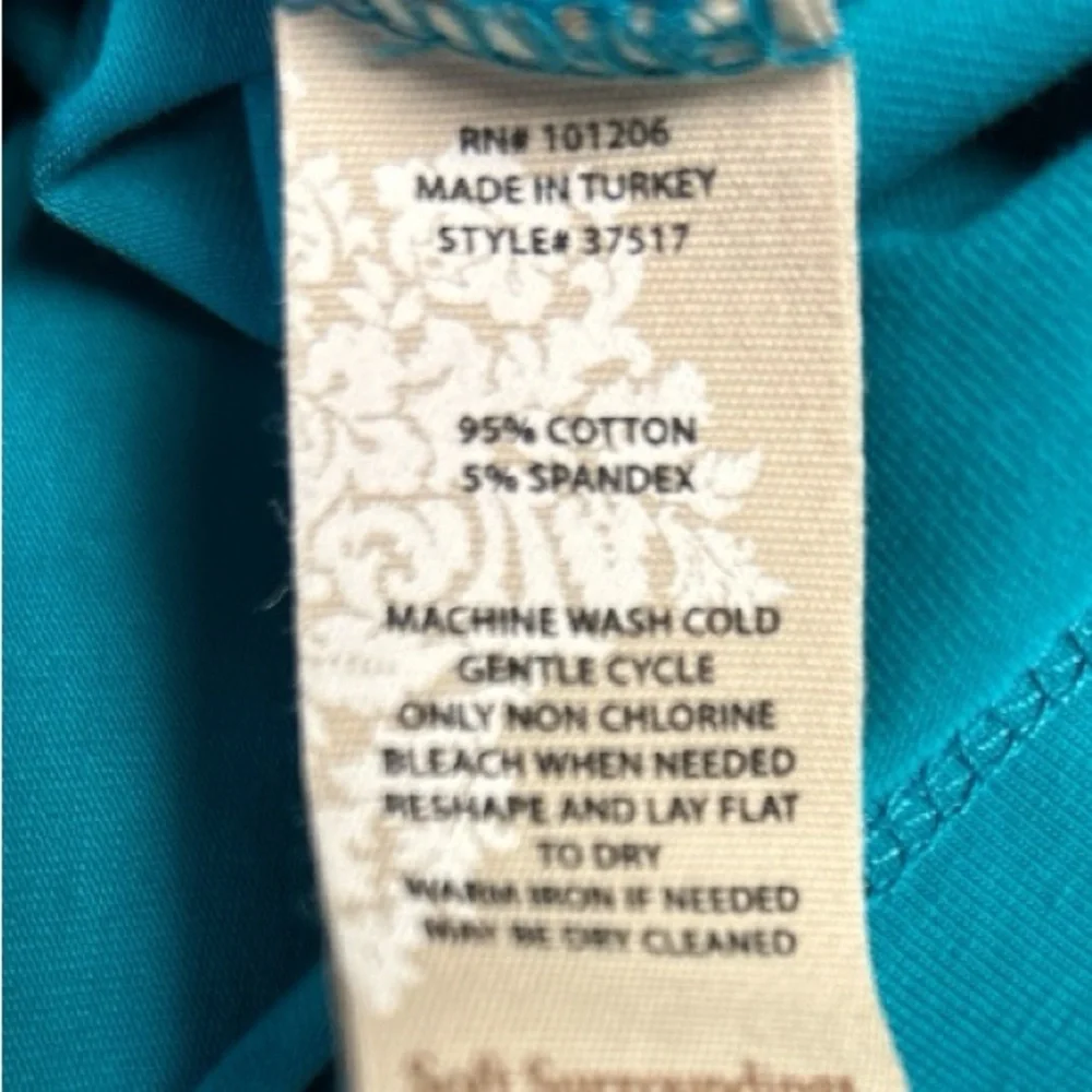 Soft Surroundings Wear Anywhere Dress Turquoise 3/4 Sleeve Pullover Size L - Picture 5 of 5